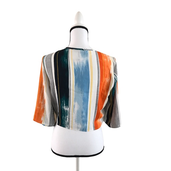 BCBGMaxAzria Knot Front 3/4 Sleeve Woven Top, S - Picture 7 of 8